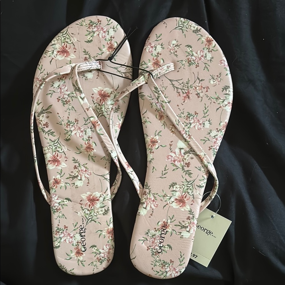 George Pink Floral Sandals for Casual Wear